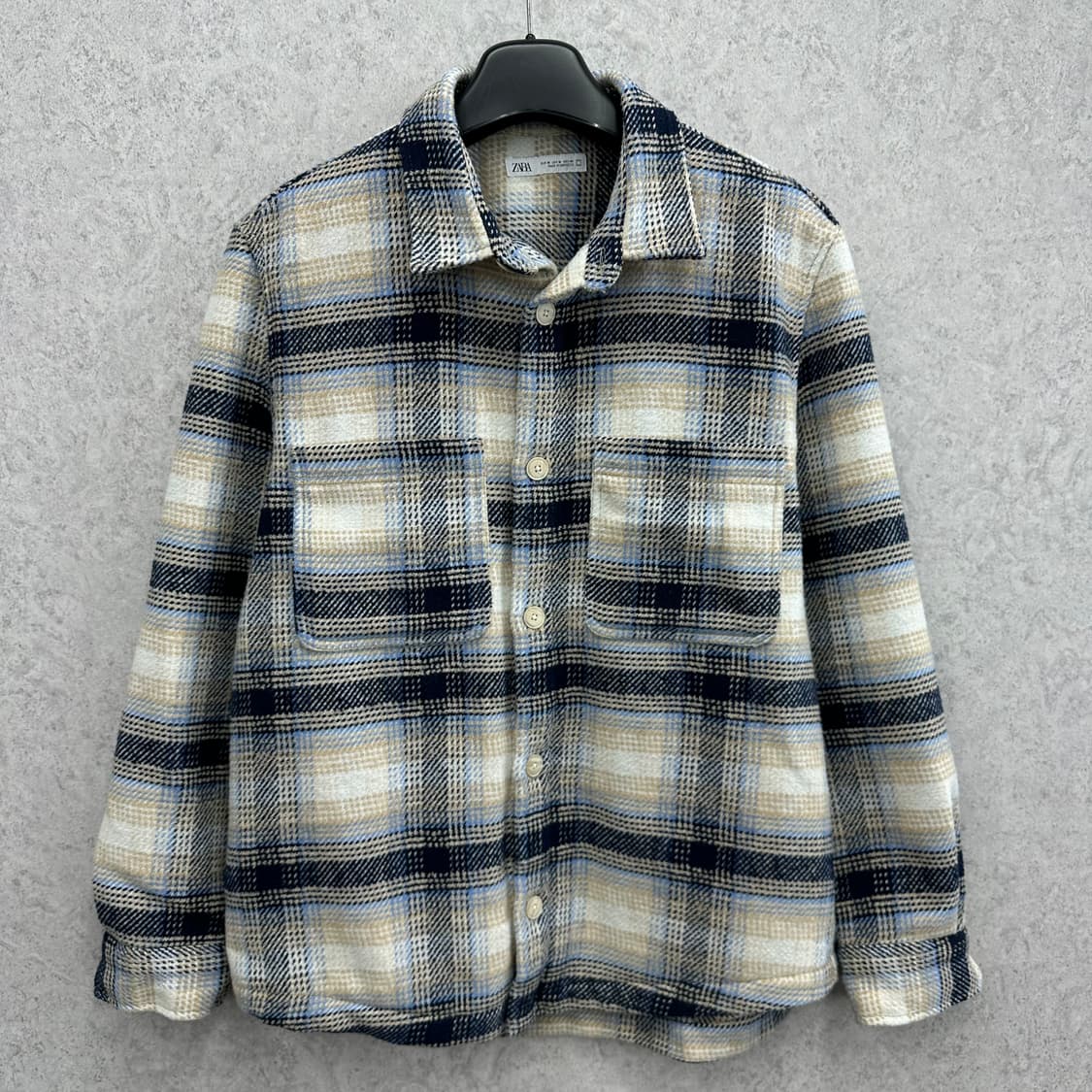 95 자라 남자 체크 루즈핏 울 자켓 상품이미지1