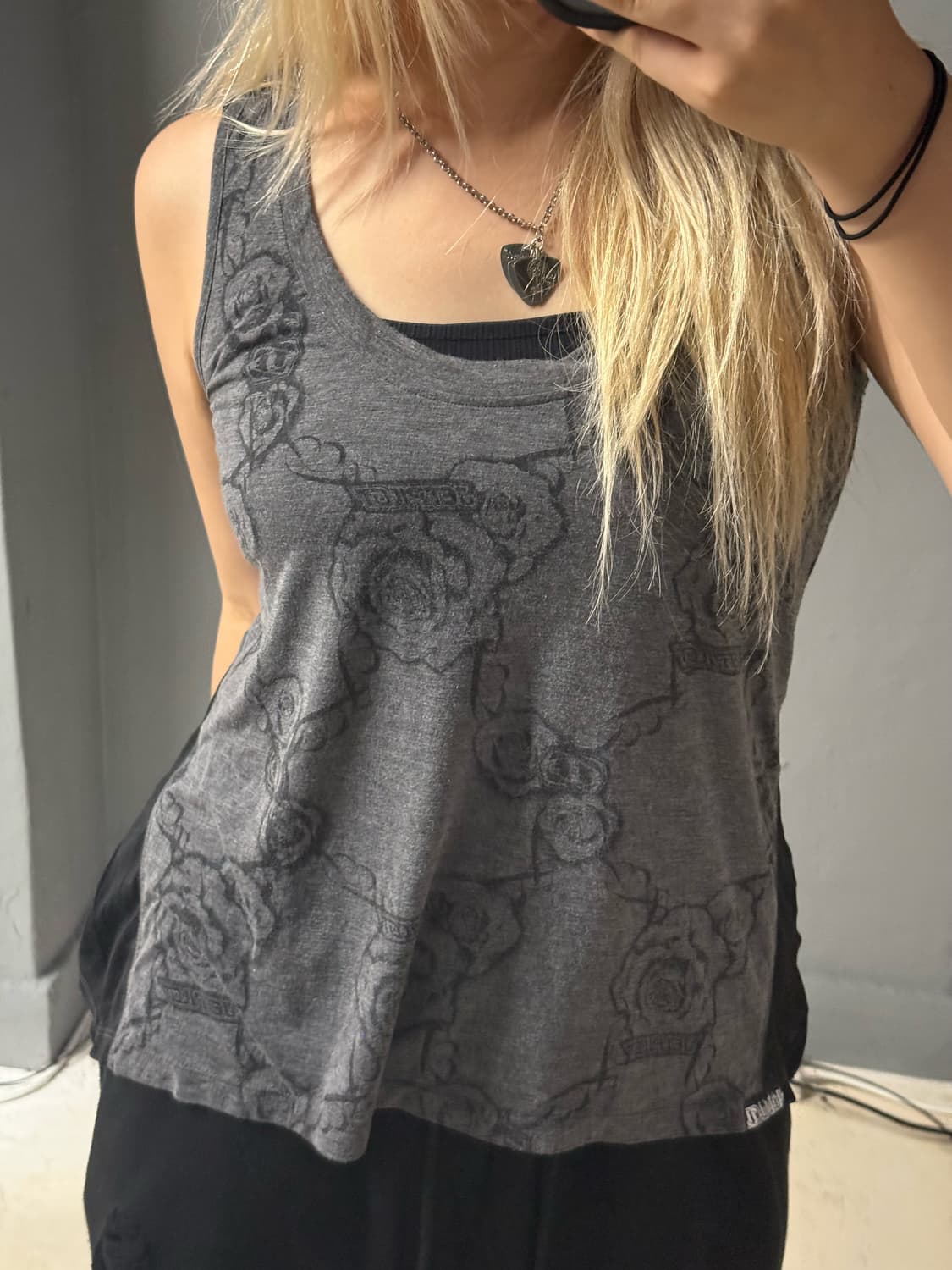 back cutting flower pattern sleeveless 상품이미지3