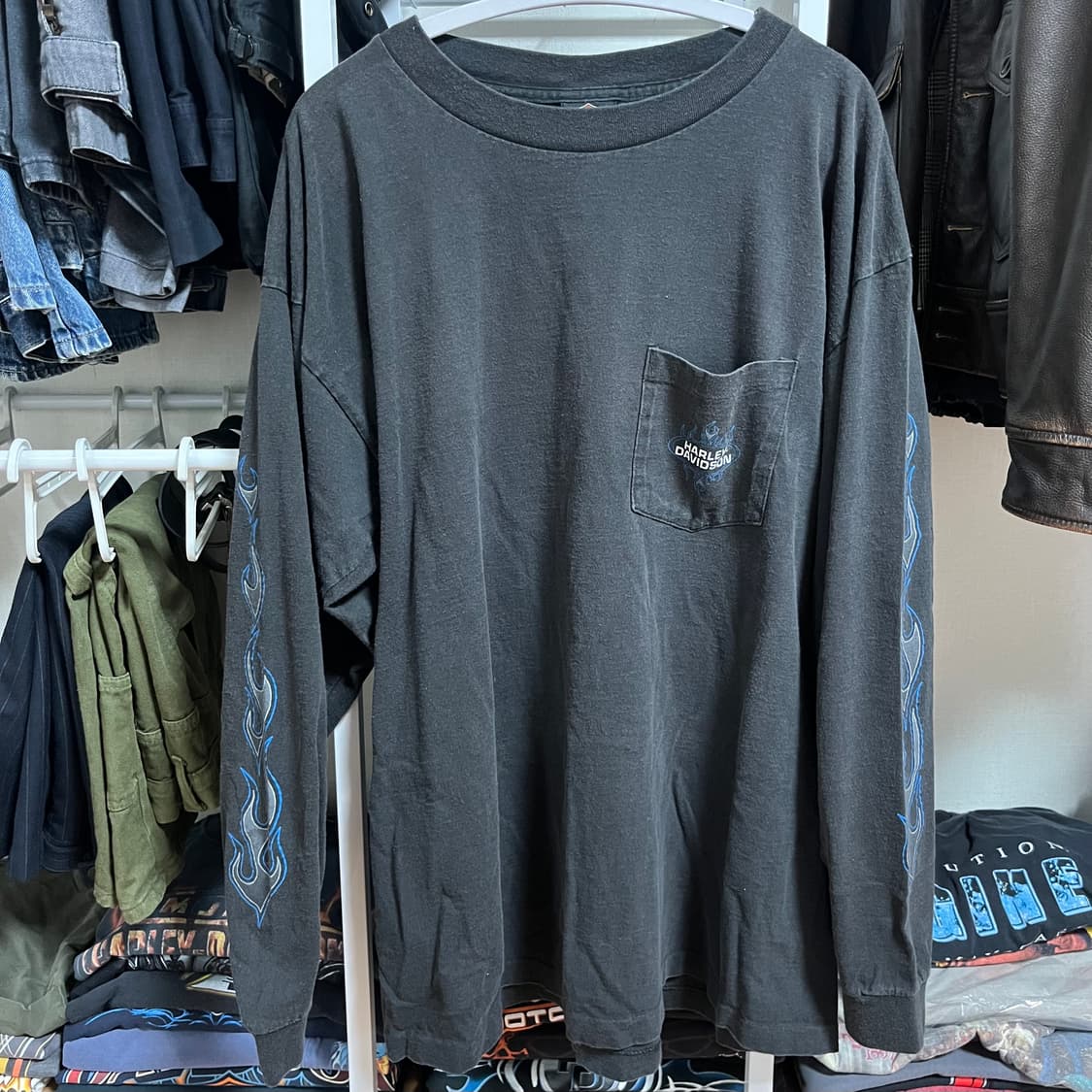 Harley Davidson Blue Flame Pocket L/S 상품이미지1