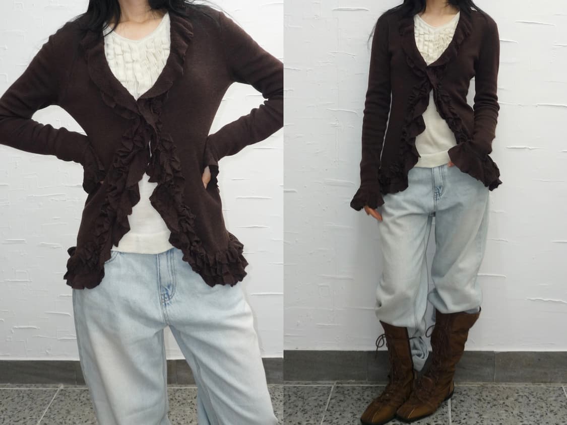 mocha frilled cardigan 상품이미지1
