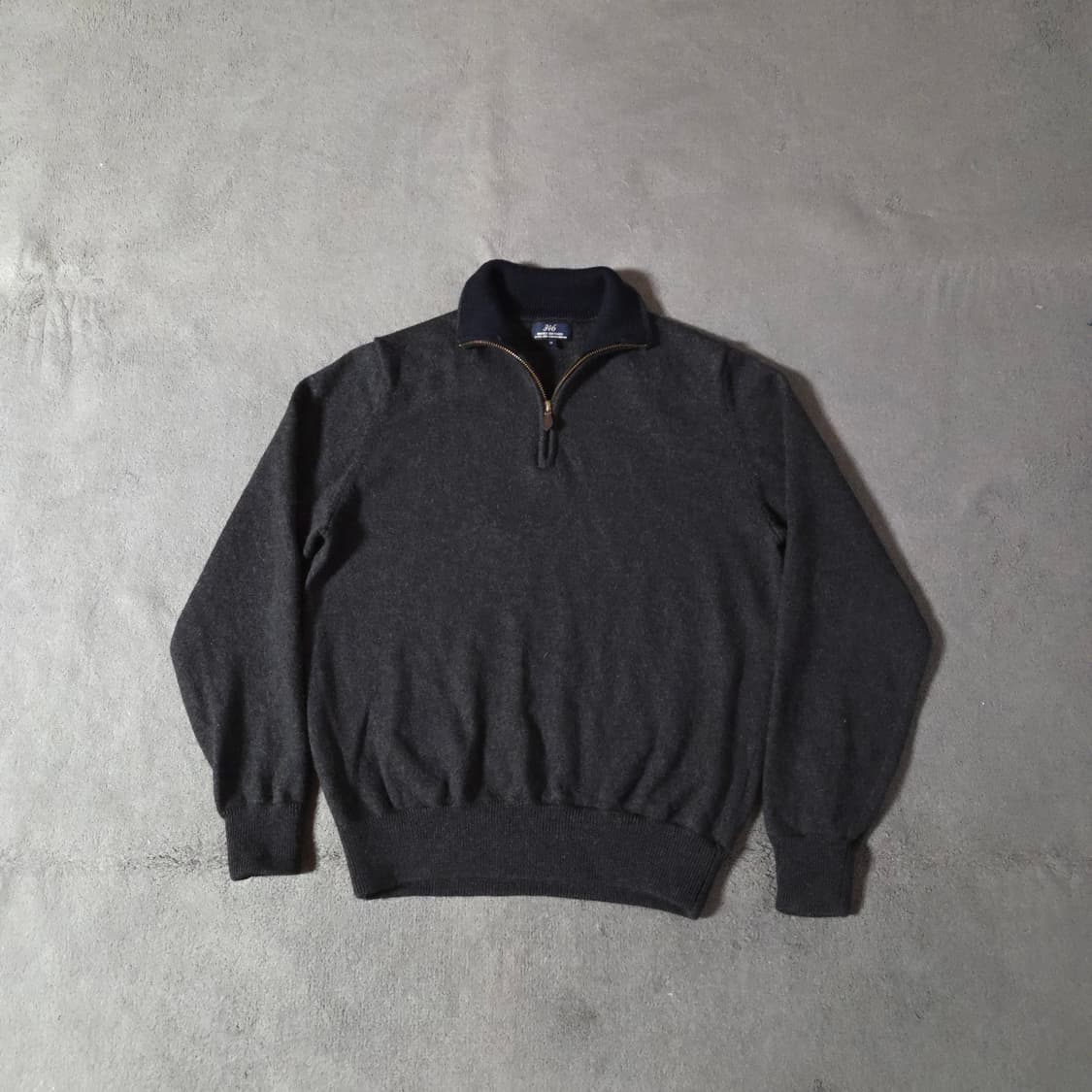 브룩스브라더스 엑스트라파인 이탈리안 메리노울 반집업 니트 M 차콜 상품이미지2