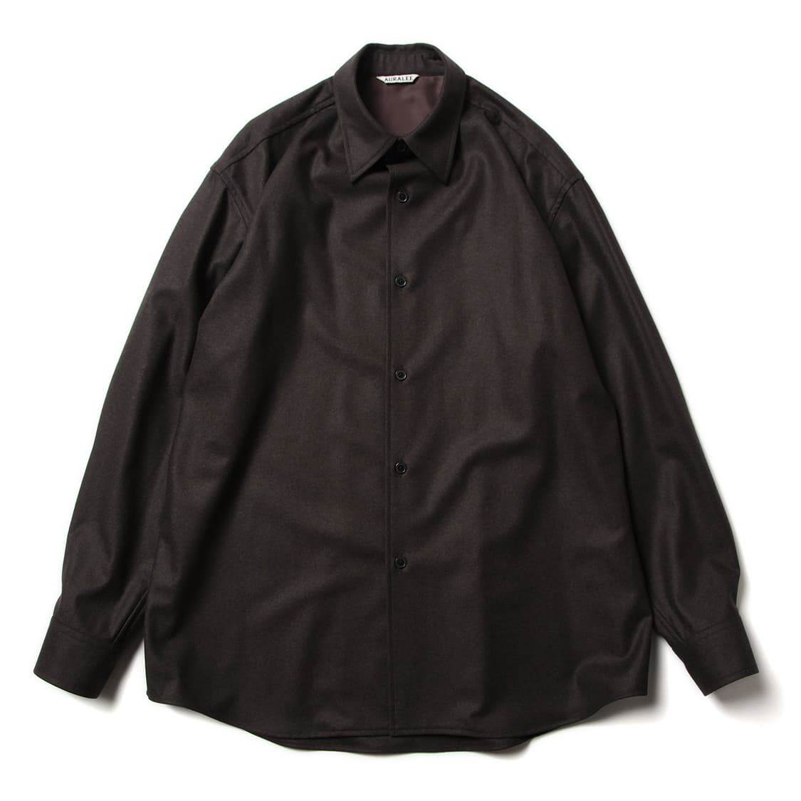 [5] 오라리 울 풀링 플란넬 셔츠 탑다크브라운 상품이미지1