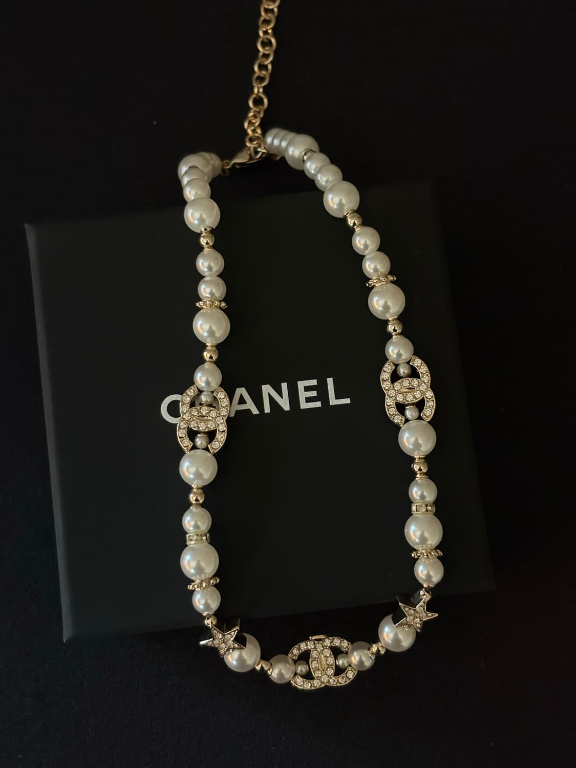샤넬 정품 업사이클링 cc펄 크리스탈 진주 목걸이 상품이미지1