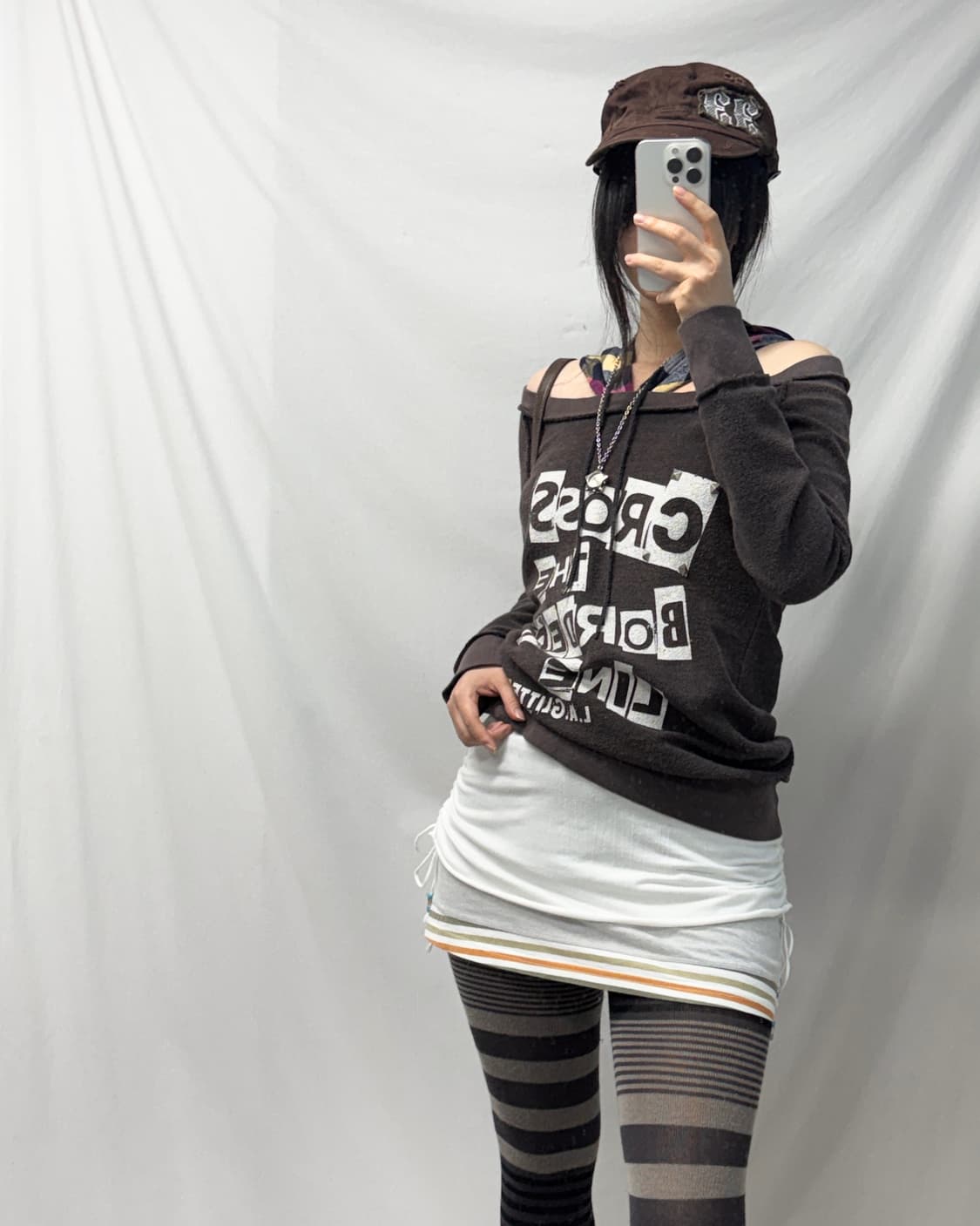 레이어드 후디드 스터드 디테일 투웨이 탑  상품이미지4
