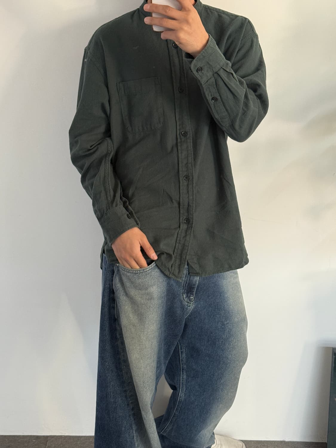 유니클로 차이나 셔츠 그린 상품이미지2