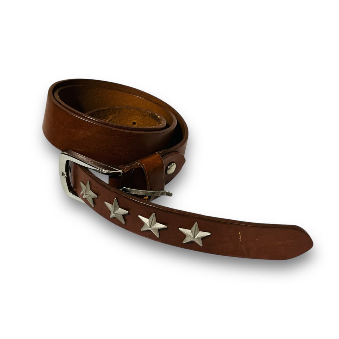 Western Brown Leather Star Stud Belt 상품이미지2