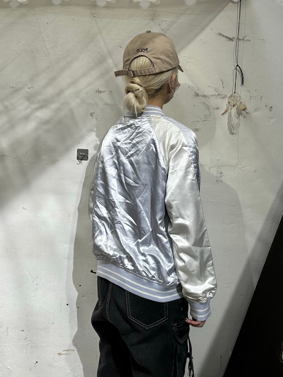 일본 빈티지 화이트 소라 스카잔 자수 크롭 자켓   상품이미지3