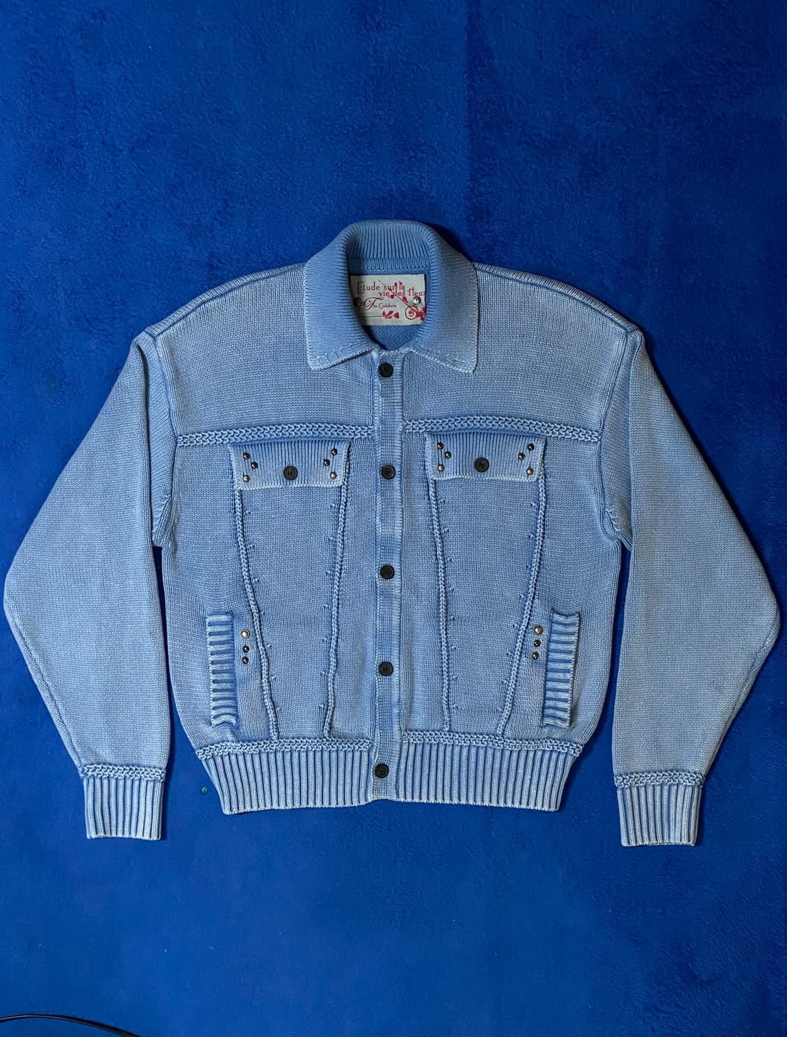 Gakihara 가키하라 워시드 트러커 블루 가디건 상품이미지1