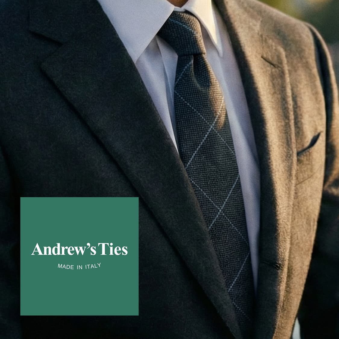 앤드류스타이 울 그레이 체크 넥타이 9.3cm A+등급 A19697 상품이미지1