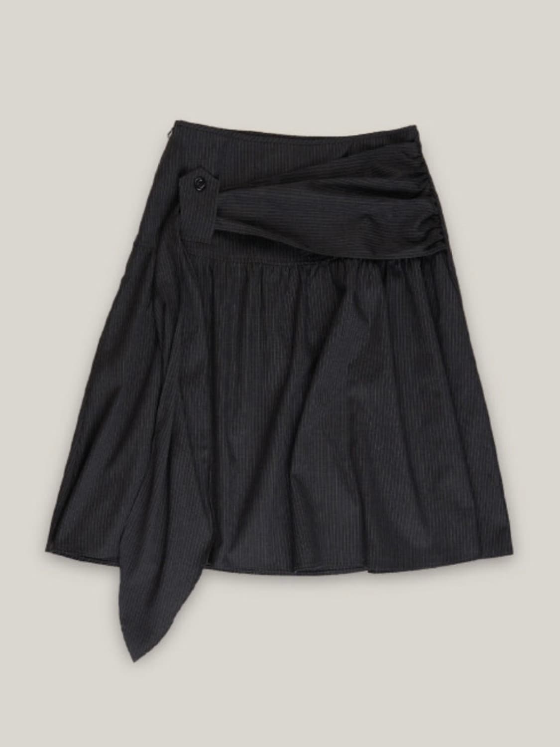 스트라이프 미디스커트 [ 차콜 ] 상품이미지1