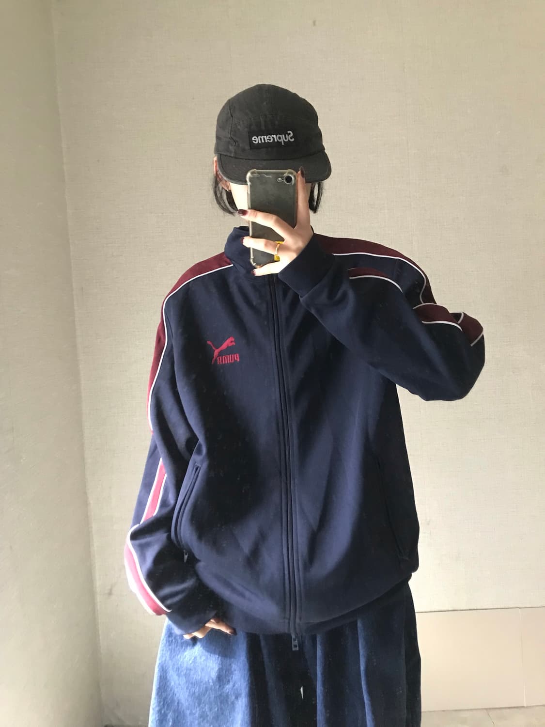 퓨마 네이비 버건디 오버핏 져지 상품이미지1