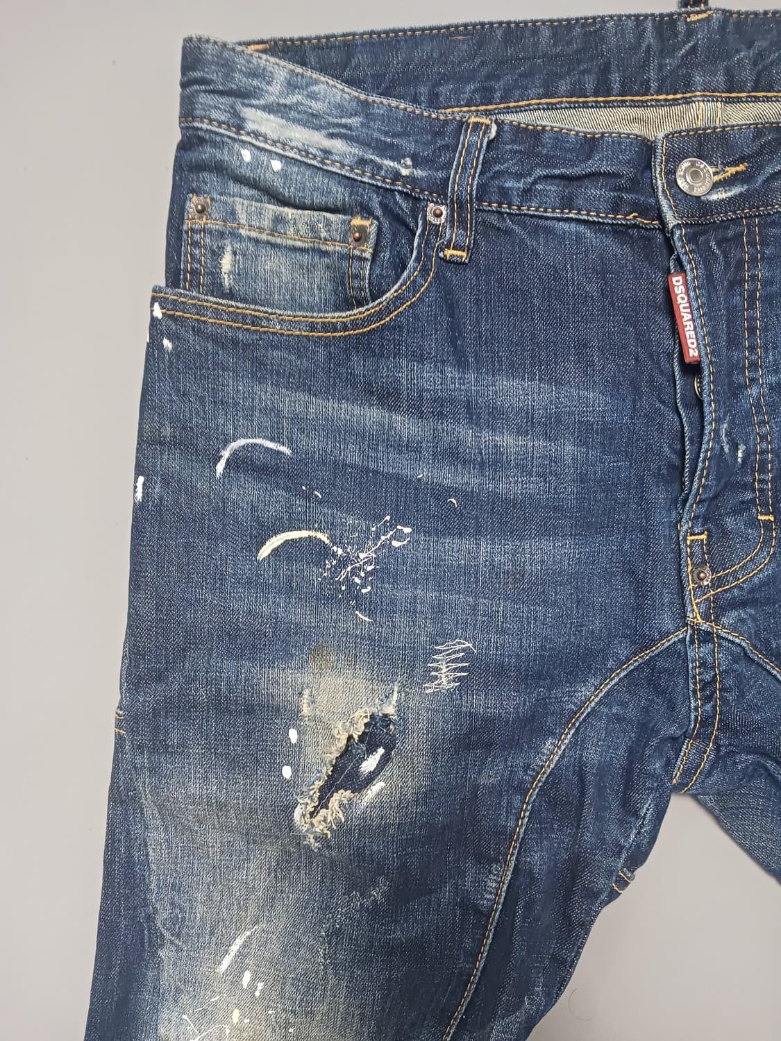 [50] 디스퀘어드2 화이트페인트 스팟 바이커진 청바지 34 35 상품이미지2