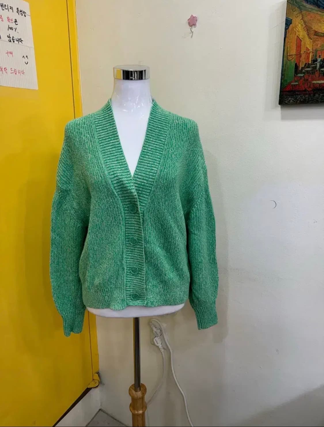 COS 코스 멜란지 그린 브이넥 니트 가디건 EUR S 상품이미지2