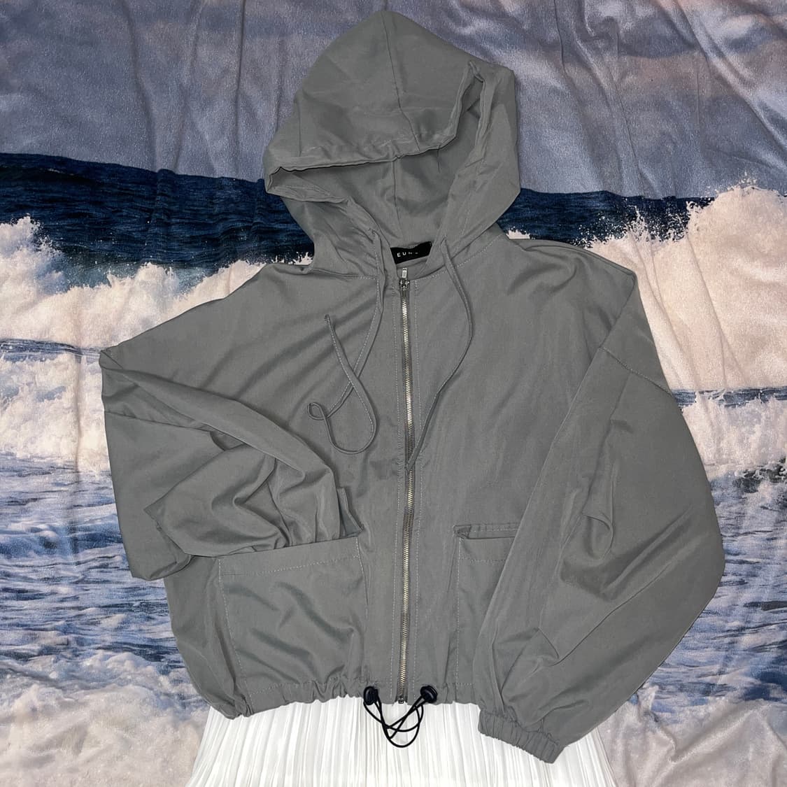 Vintage Ash Grey Crop Hood Jacket 상품이미지2