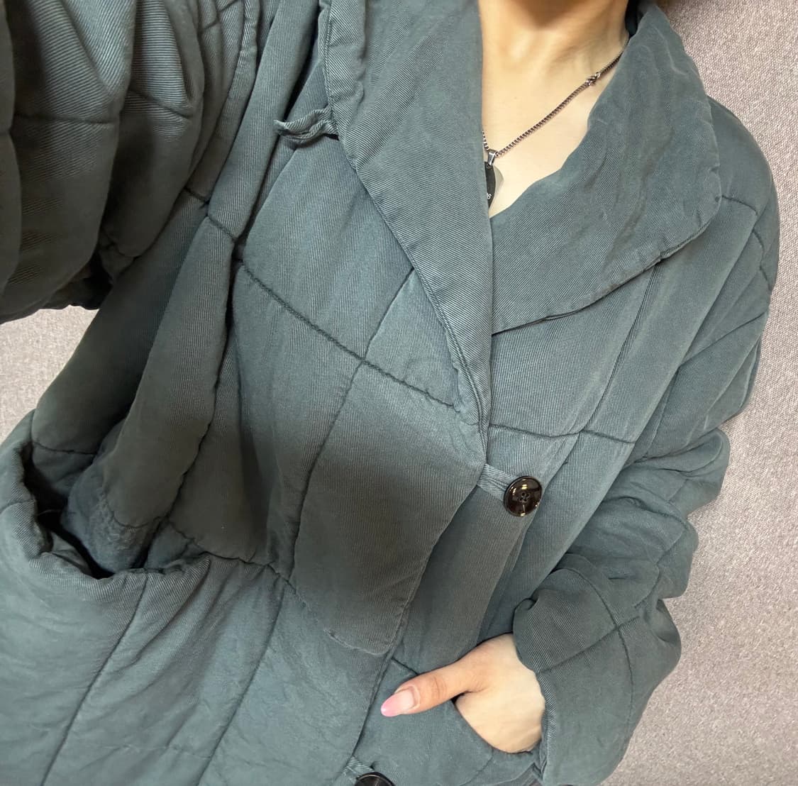 (착샷있어요) ZARA 퀼팅 자켓 L 카키 상품이미지5