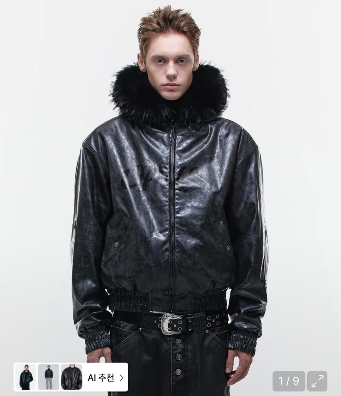 Op. 00 OP-USA HOODED LEATHER BOMBER BLAC 상품이미지2