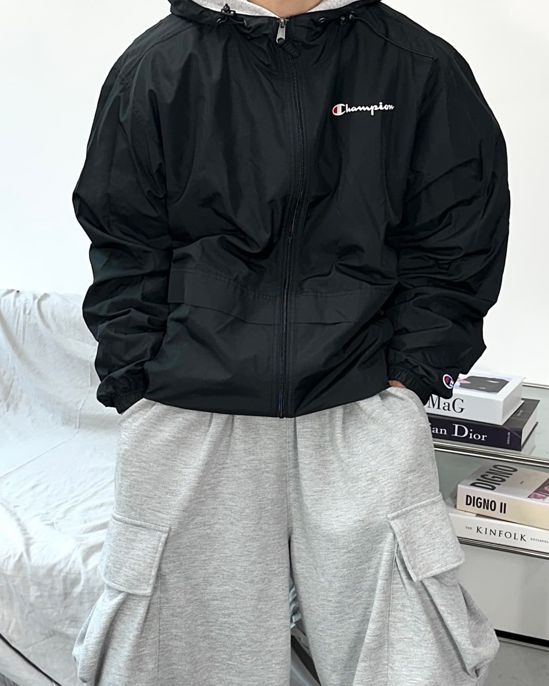 챔피온 블랙 어센틱 바람막이 L 상품이미지1