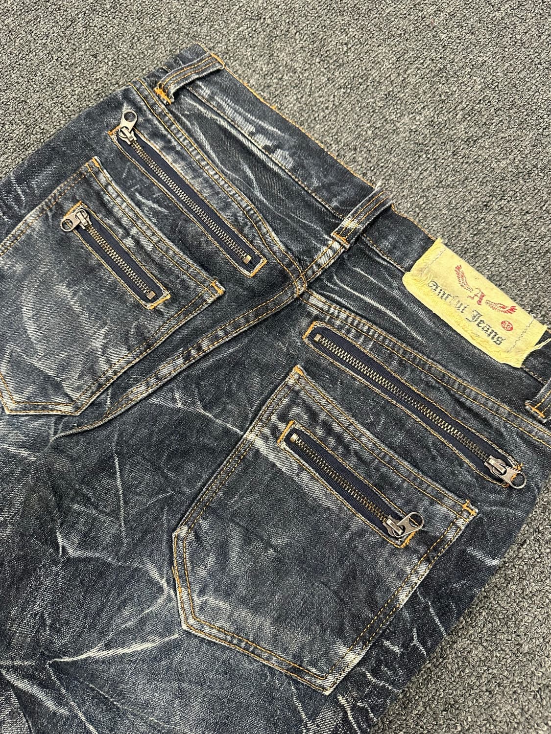 M)Japanese vintage 워싱 y2k 지퍼 디테일 데님팬츠 상품이미지4