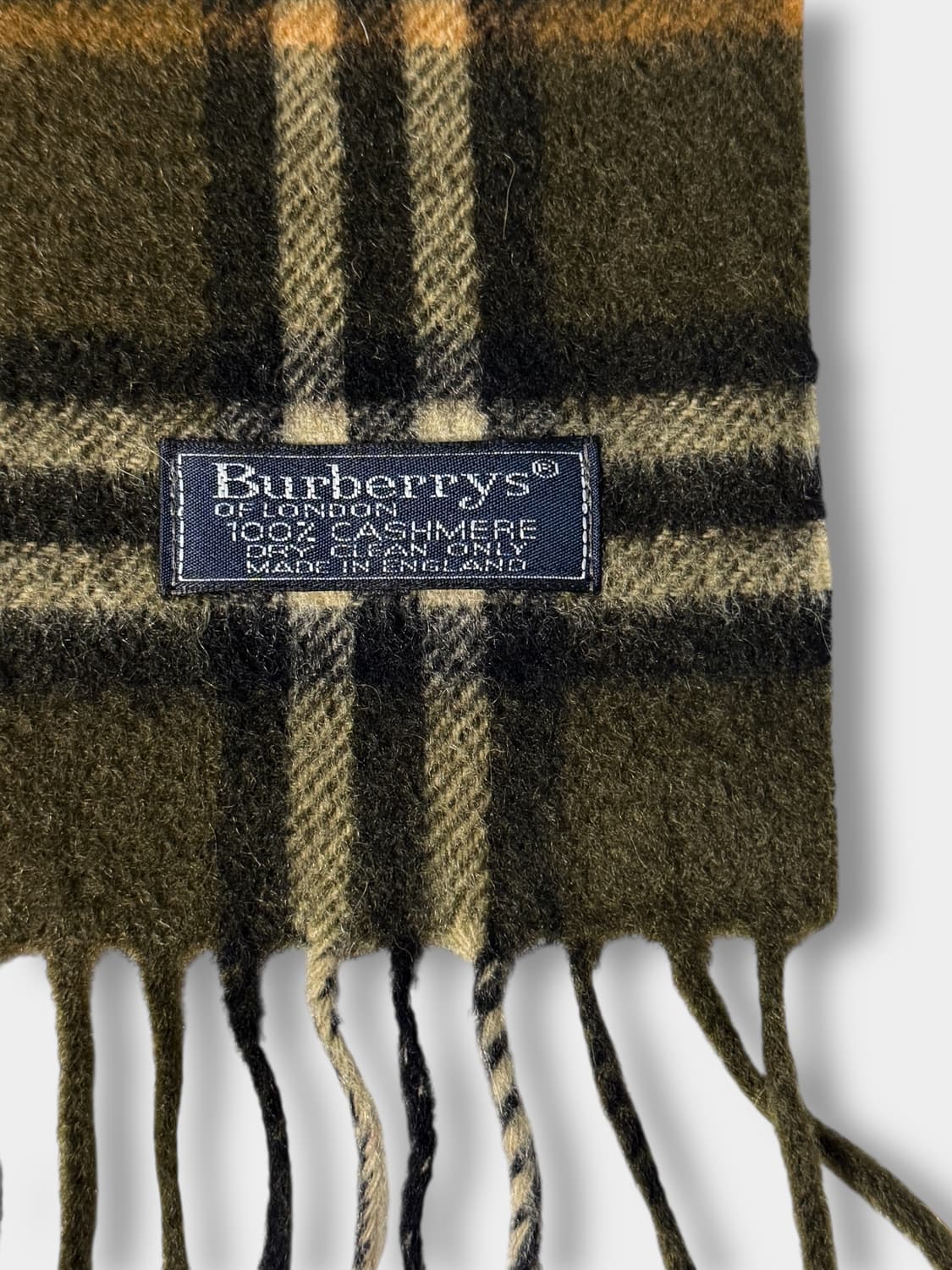 버버리 00‘s 카키 캐시미어 100% 노바체크 패턴 머플러 상품이미지7