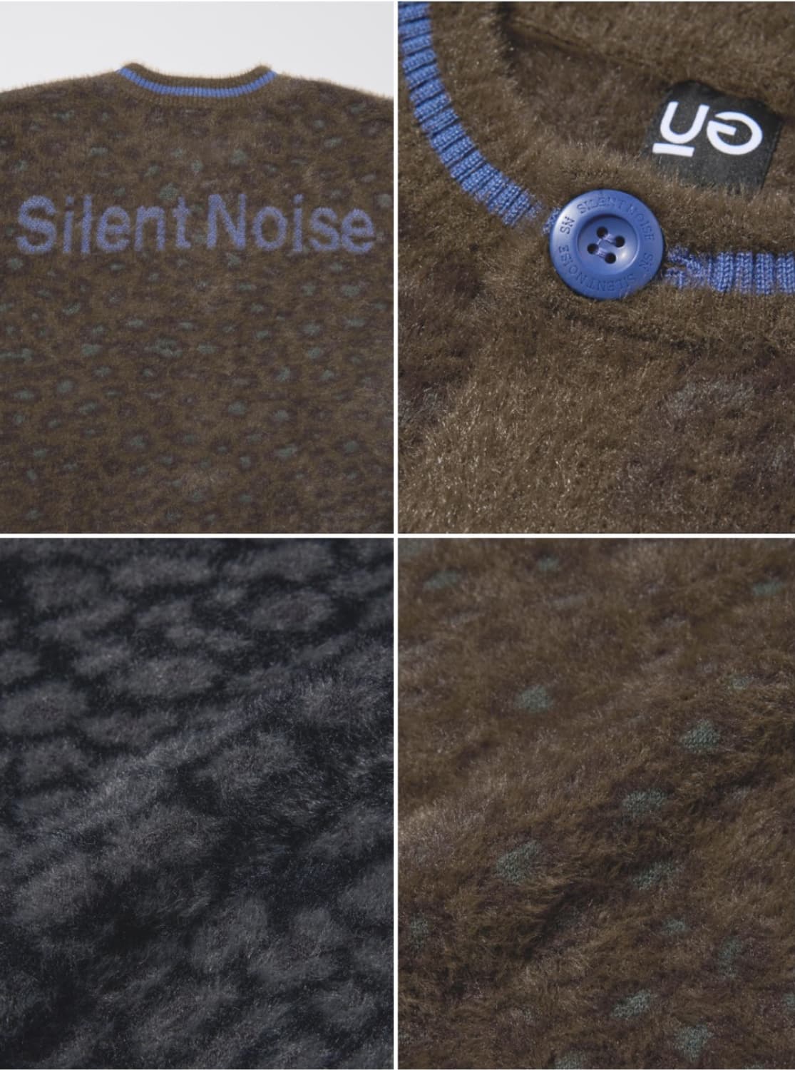 GU x UNDERCOVER 샤기 크루넥 가디건 카키 S 사이즈 상품이미지2