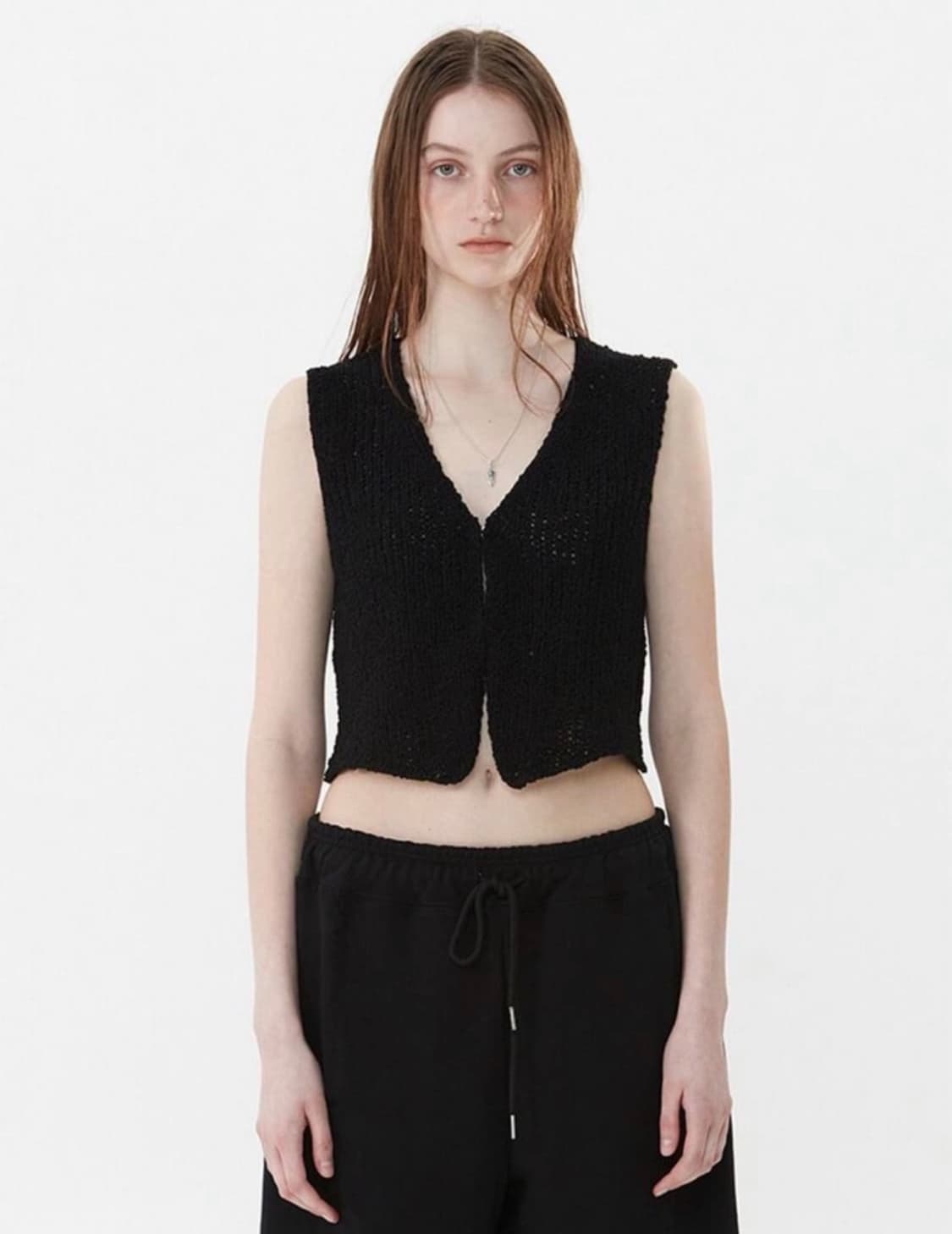 더오픈프로덕트 니트 베스트 조끼 블랙 상품이미지5