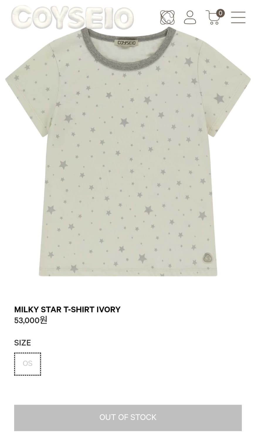 (새상품) 코이세이오 밀키 스타 티셔츠 반팔 아이보리 상품이미지1