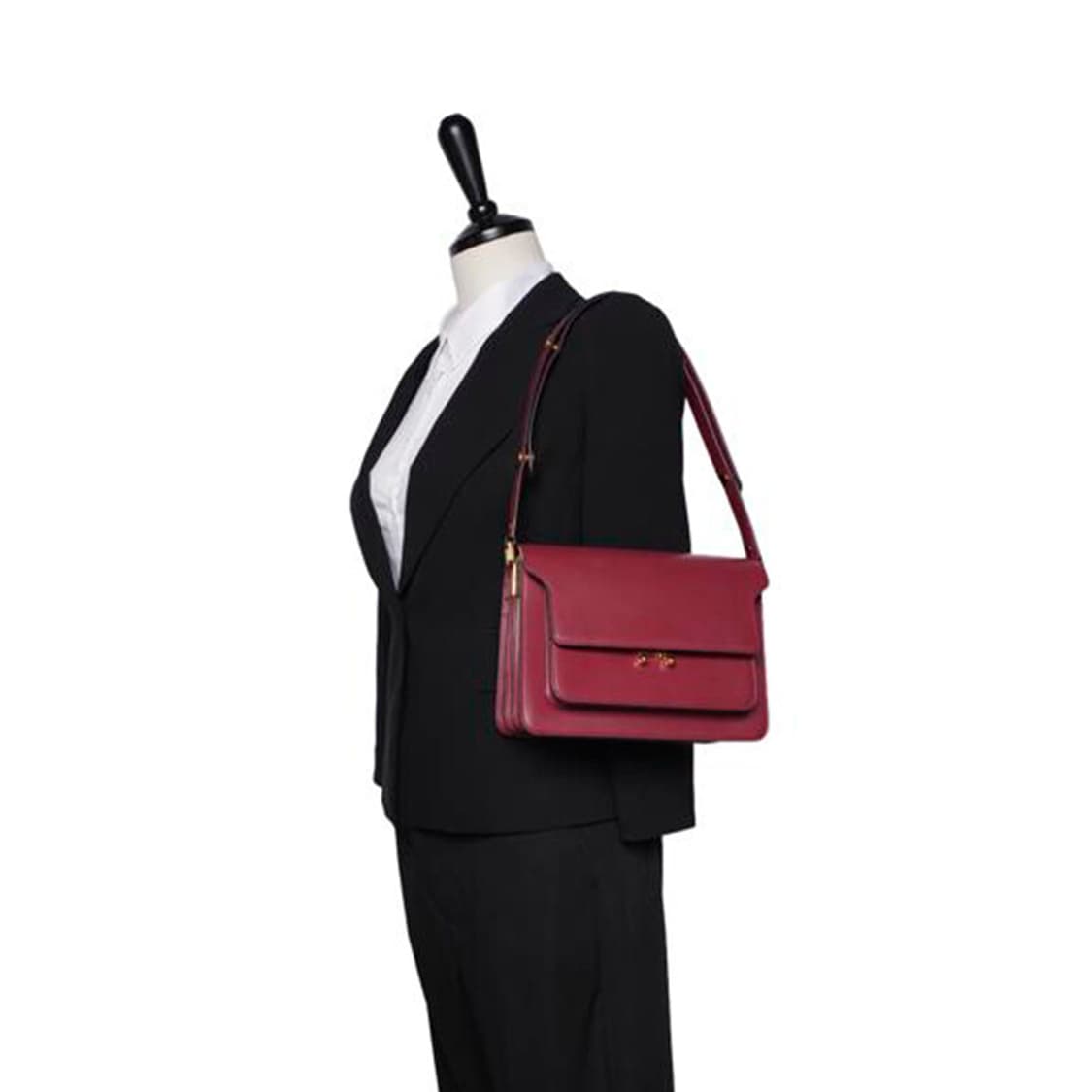 (중고) 마르니 버건디 카프스킨 트렁크 미듐 숄더백 상품이미지4