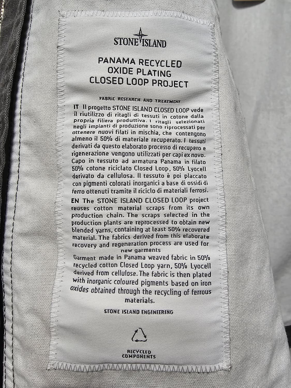 스톤아일랜드 파나마 리사이클드 옥사이드 플레이팅 풀 지퍼 자켓 (새상품) 상품이미지7