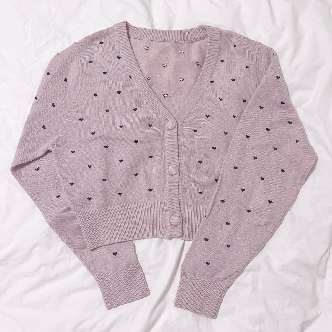 이블린 에블린 니트 하트 도트 가디건 히메갸루 로걀 핑크 빈티지 상품이미지1