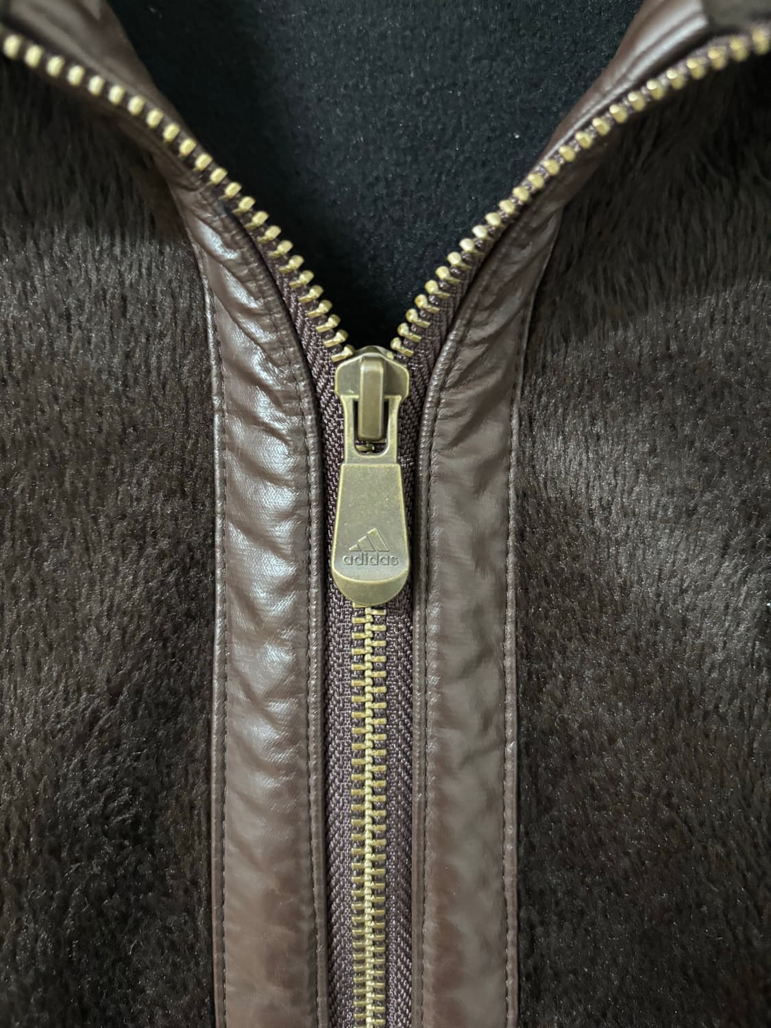 아디다스 브라운 레더 퍼 자켓 상품이미지3