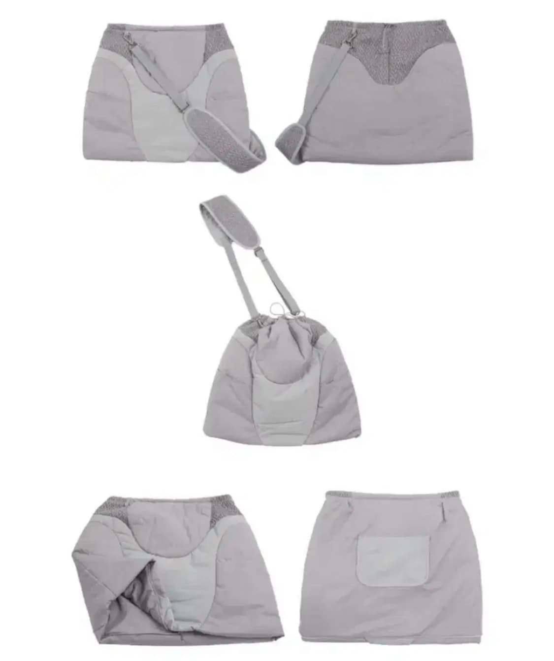 오호스 레이어드 볼레로 다운 패딩 그레이 패딩스커트 세트 상품이미지4