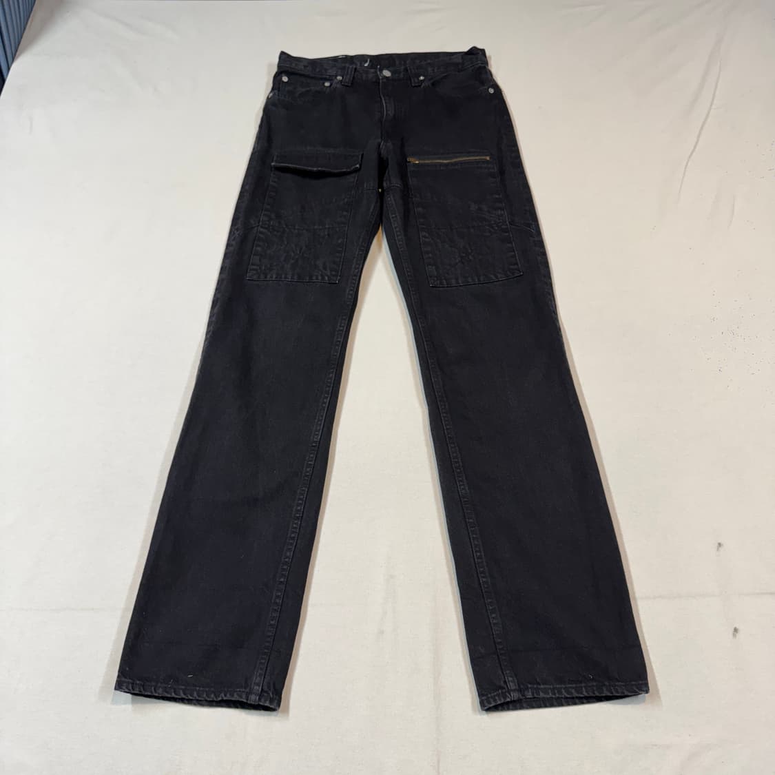 32inch) 코지마 진즈 흑청 데님 모터사이클 팬츠 상품이미지4