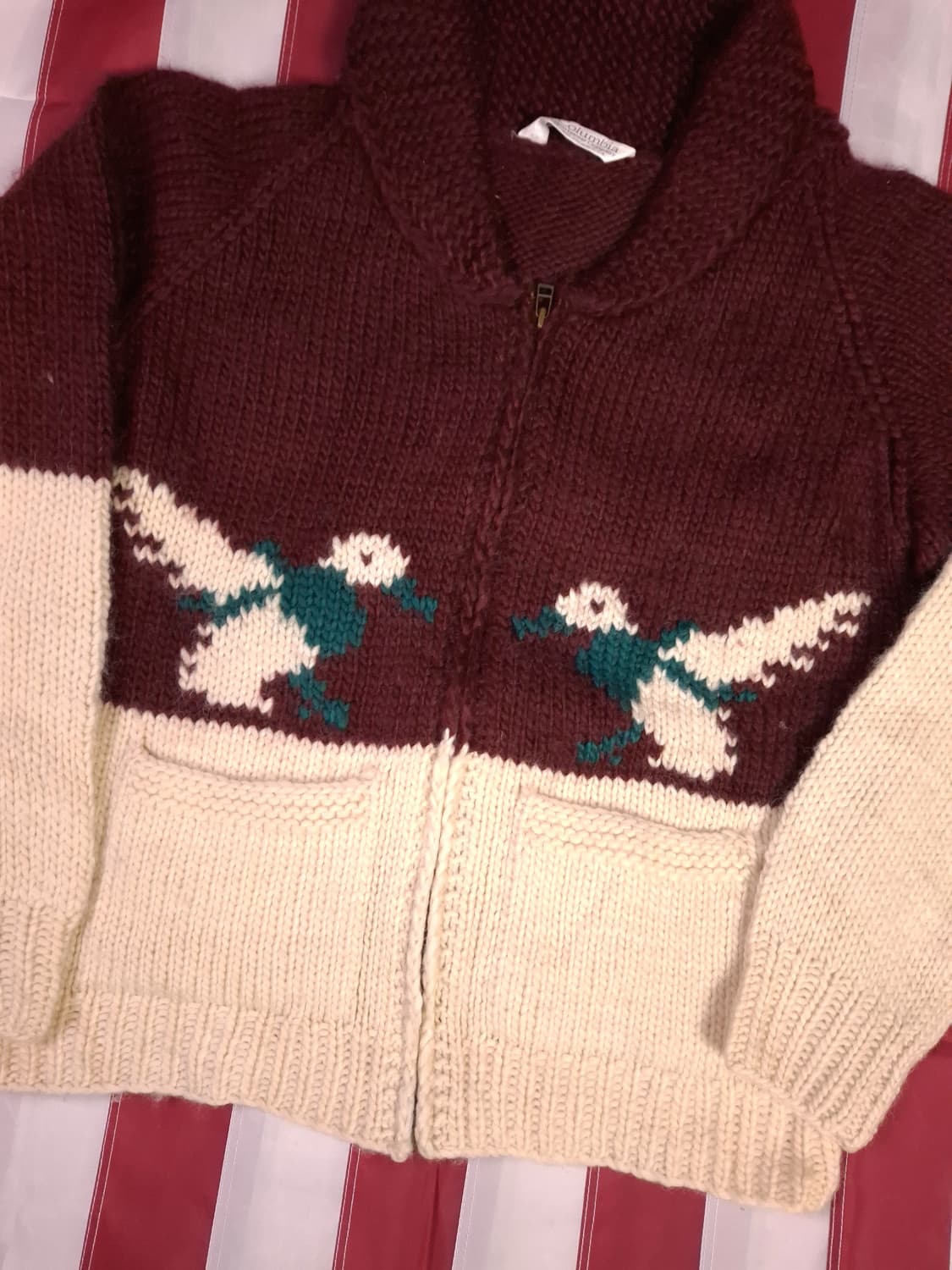 특A 오리지날 80's 일본판 컬럼비아 청둥오리 울 코위찬 가디건 상품이미지5