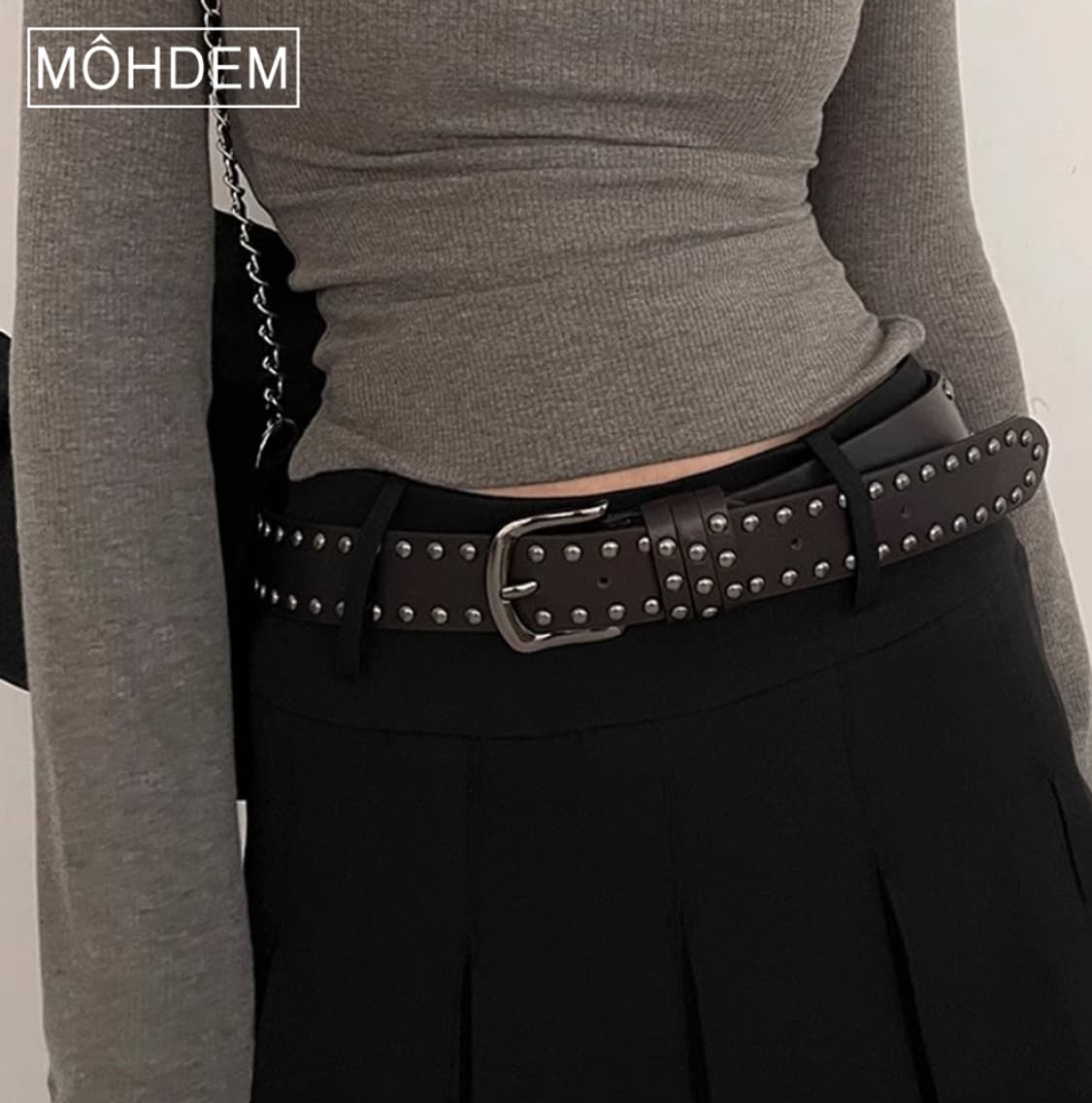[Unisex]찡 스터드 웨스턴 가죽 벨트 상품이미지1