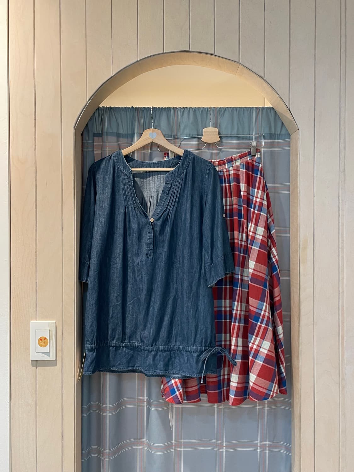 일본빈티지 체크 주머니 스커트 상품이미지2