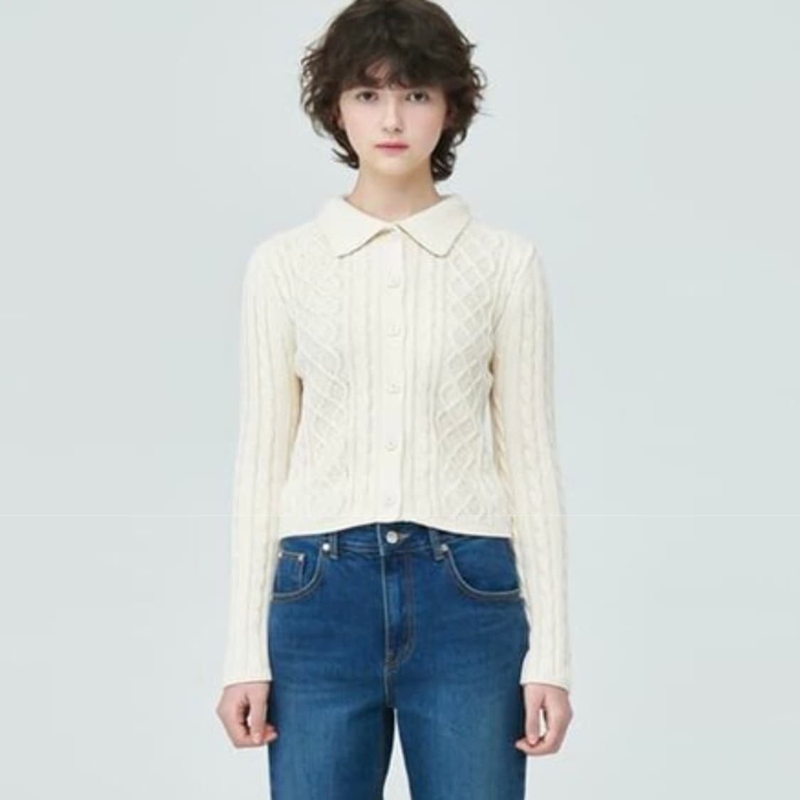 론론(RONRON) 카라 케이블가디건 55 상품이미지2