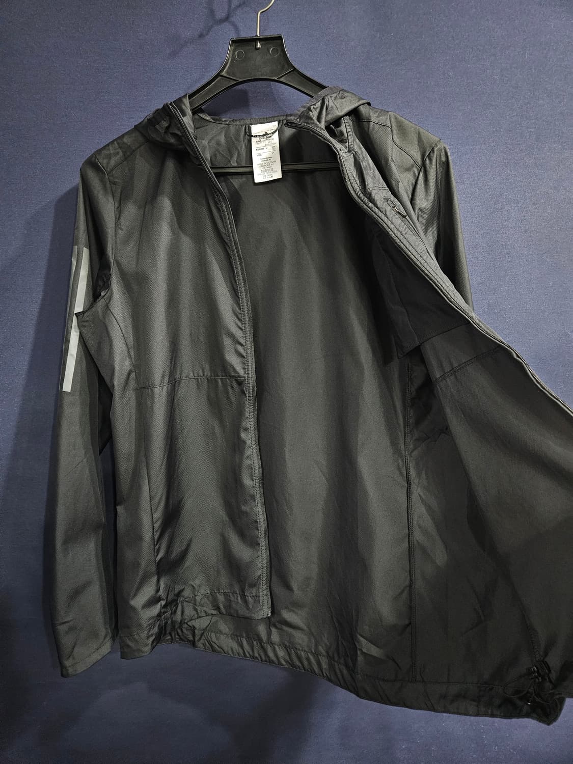 아디다스 블랙 남성 슬림핏 100 바람막이 후드집업  상품이미지9