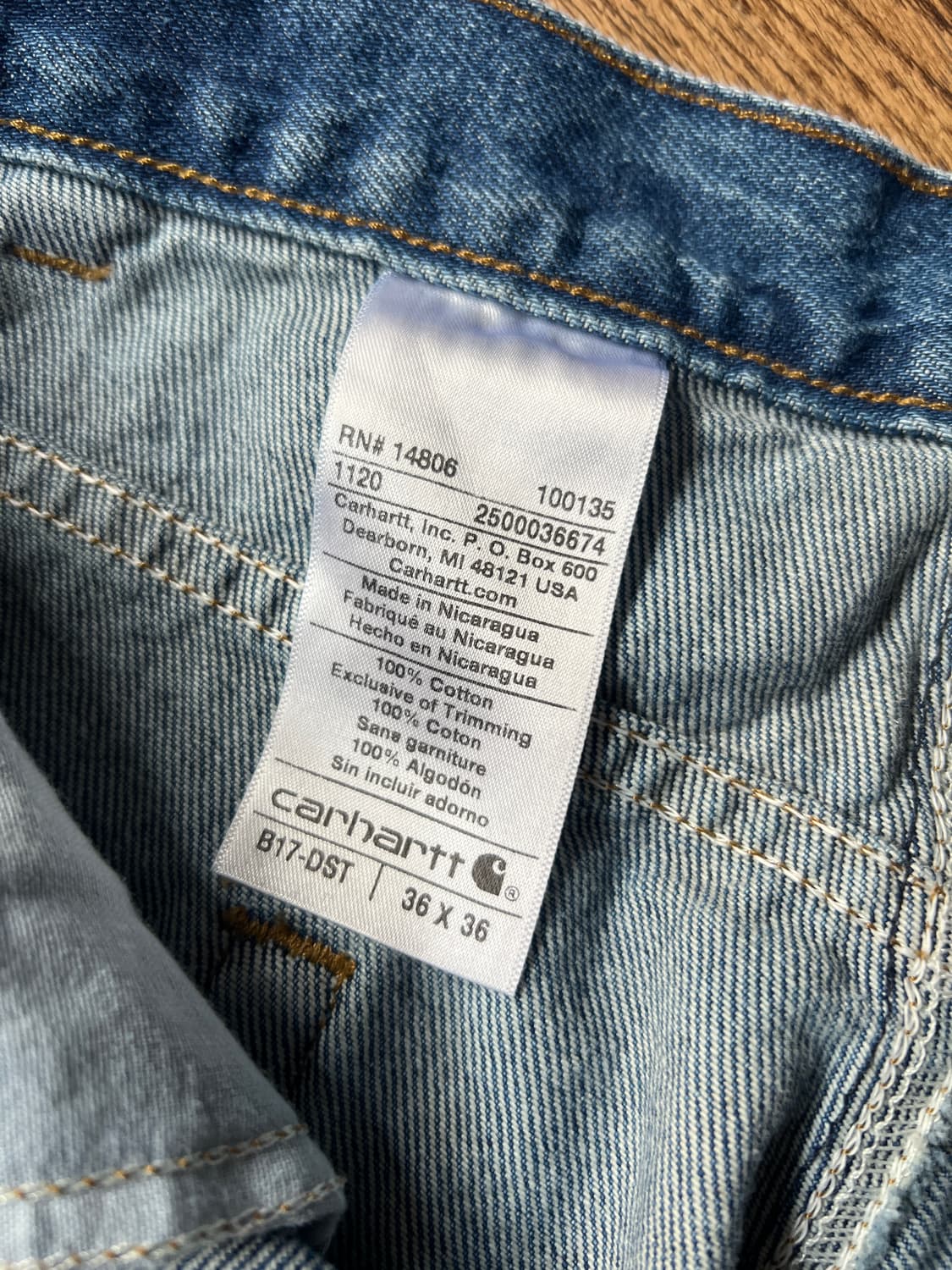 [36]칼하트 USA 미디엄블루 워크 데님 팬츠 상품이미지4