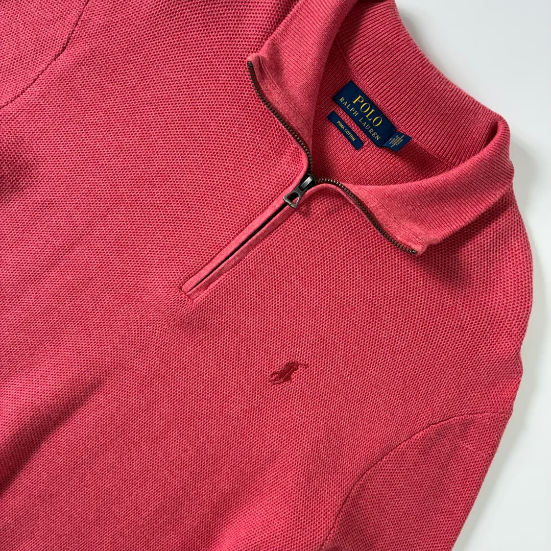 Polo  폴로 랄프로렌 자수 피마코튼 핑크 반집업 니트  상품이미지3