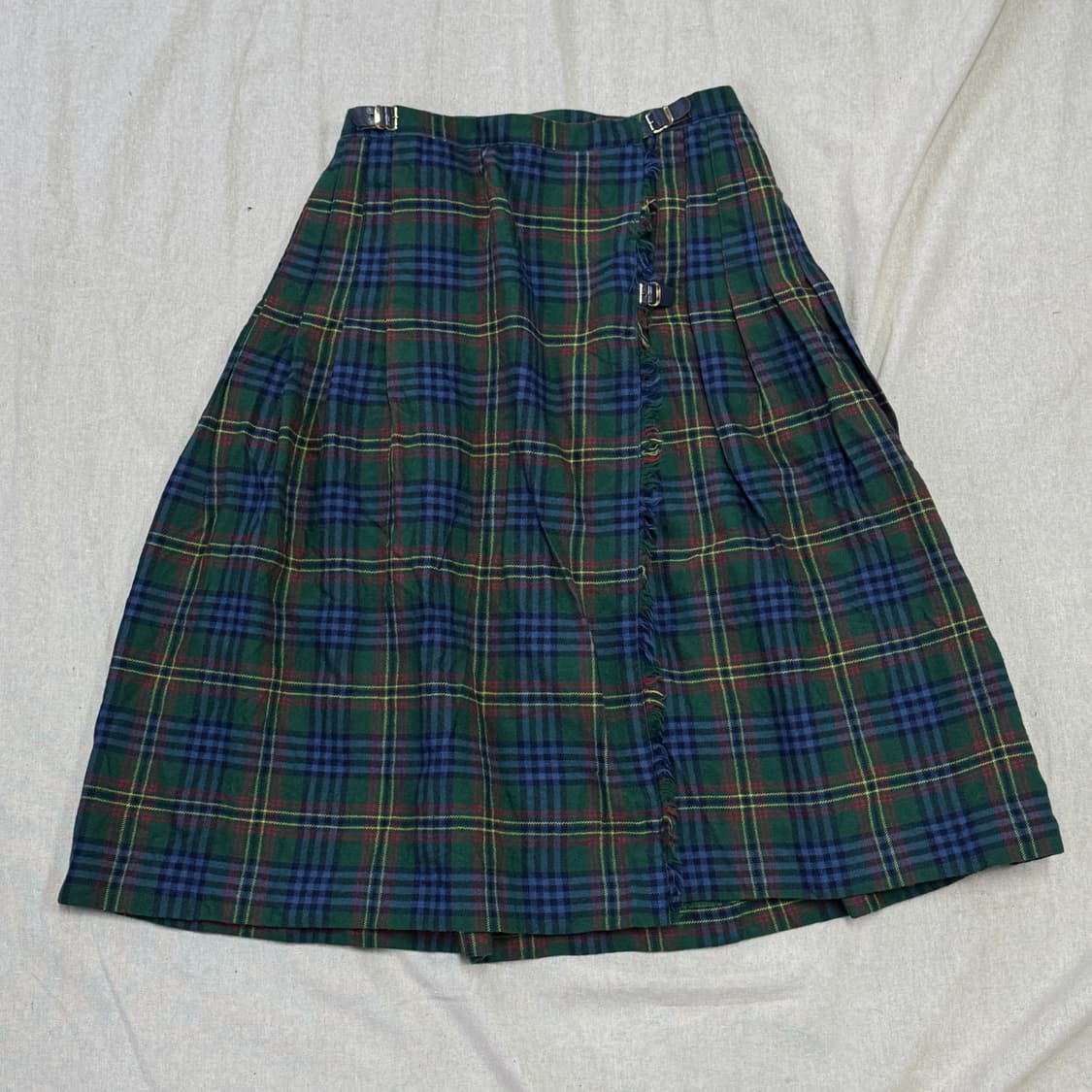 빈티지 유럽 타탄체크 울 플리츠 버클 스커트  상품이미지1