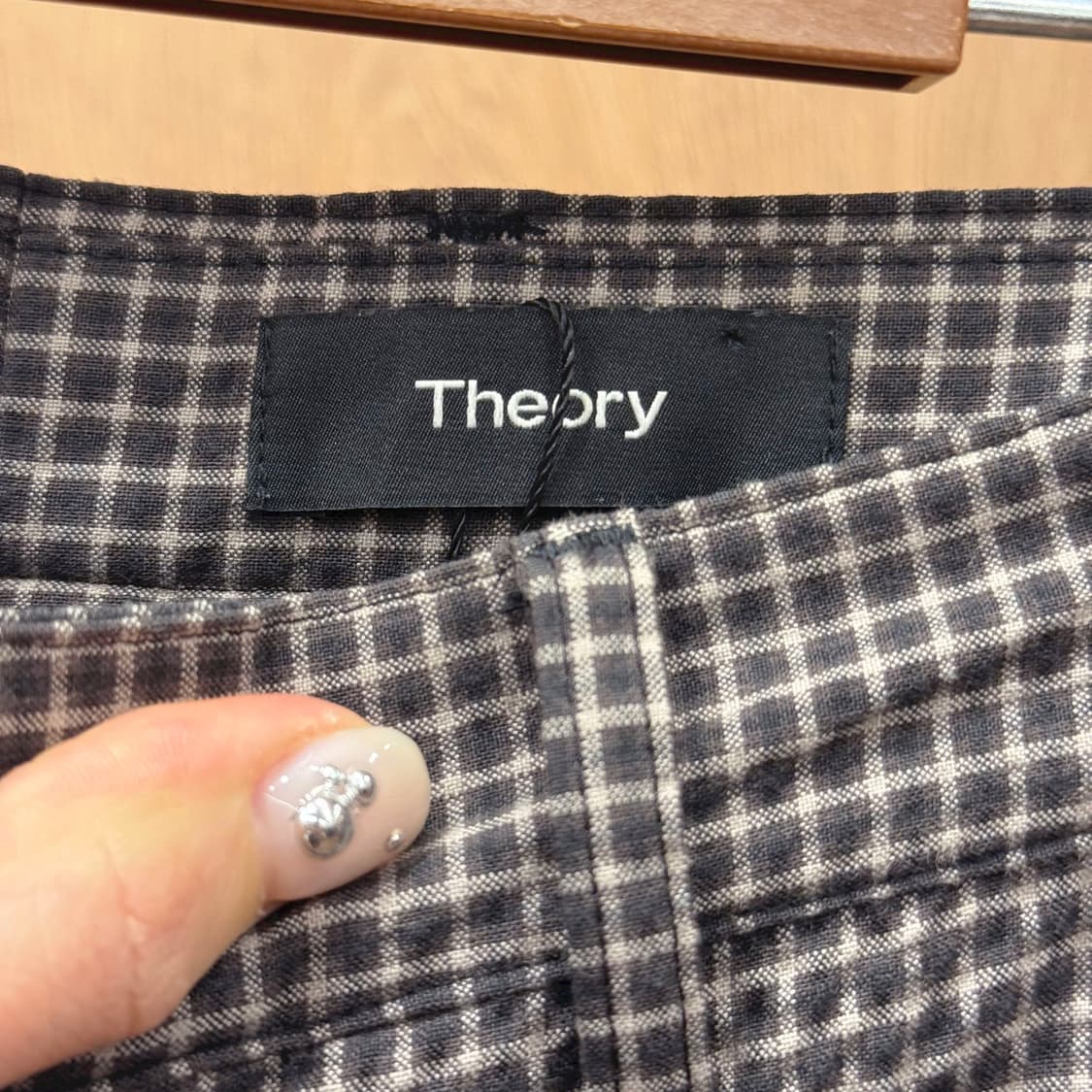 띠어리 체크 슬랙스 팬츠 하운드투스 패턴 디테일 슬림핏 브라운 상품이미지7