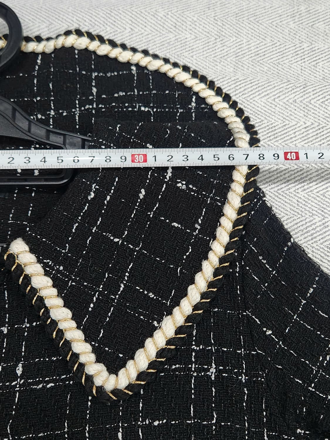 INVEST 트위드 진주 카라 플레어 원피스 F 블랙 상품이미지9