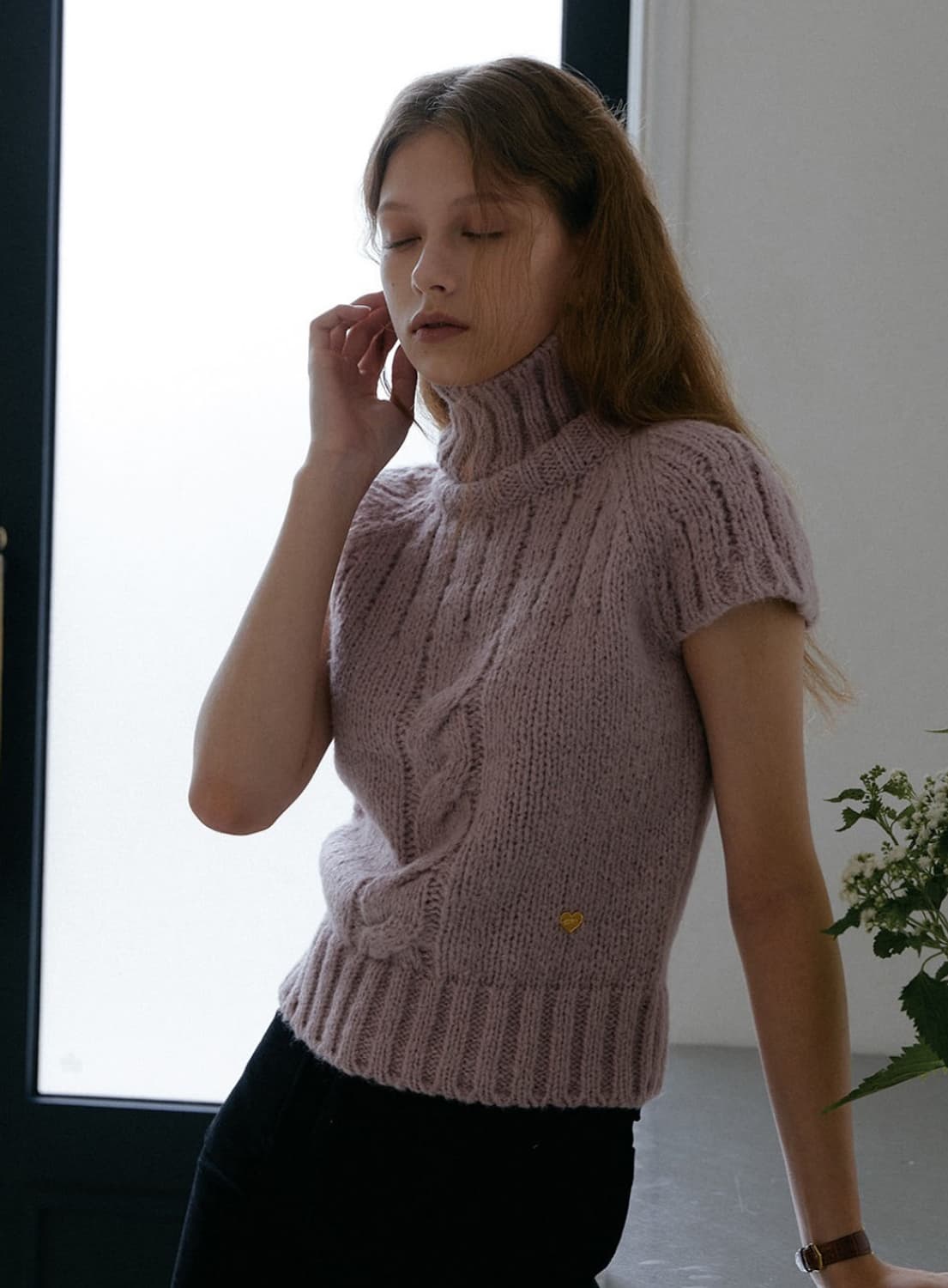 어랜 aaran twist turtleneck 터틀넥니트 dry pink 상품이미지1