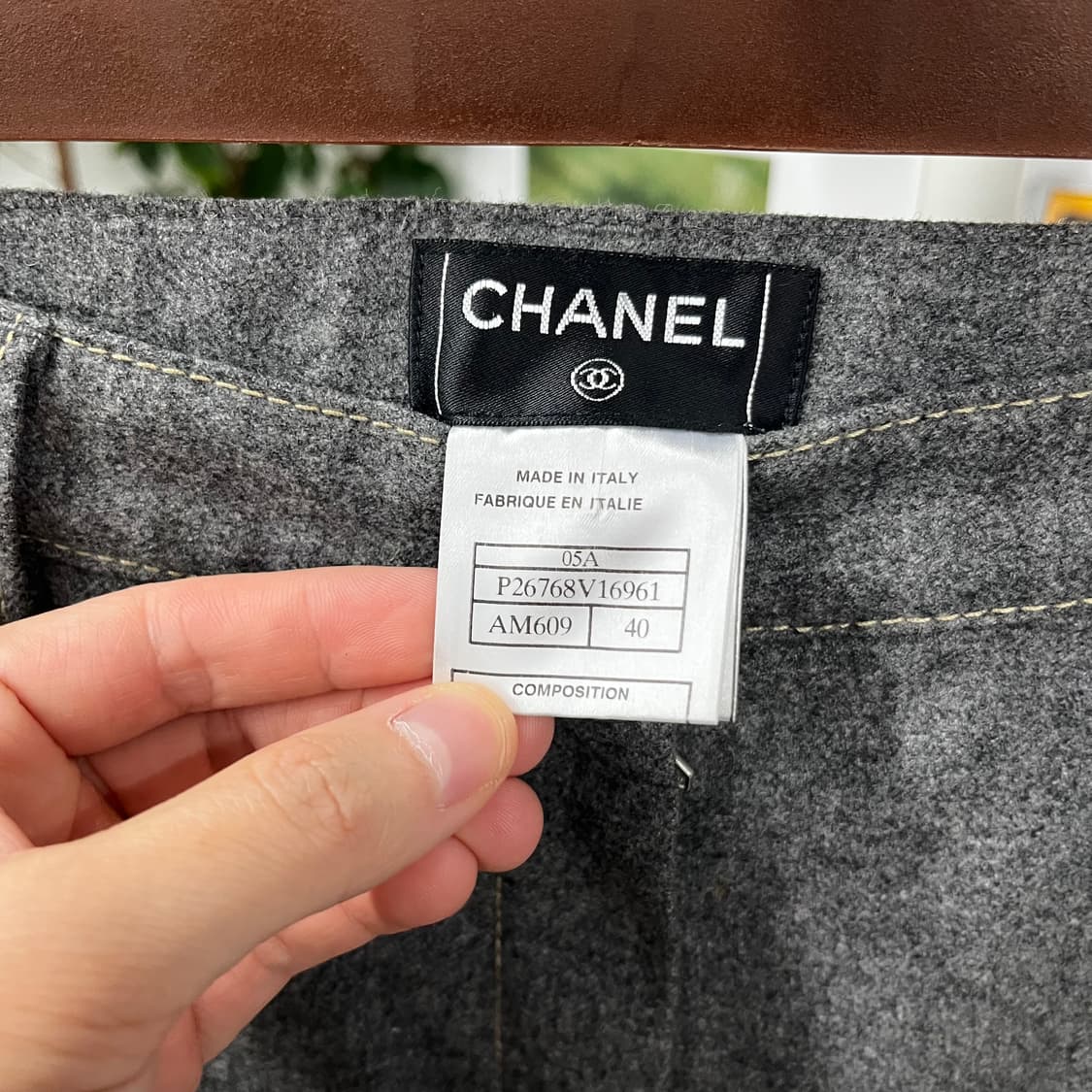 샤넬 우먼 스티치 울 와이드 팬츠 40 상품이미지4
