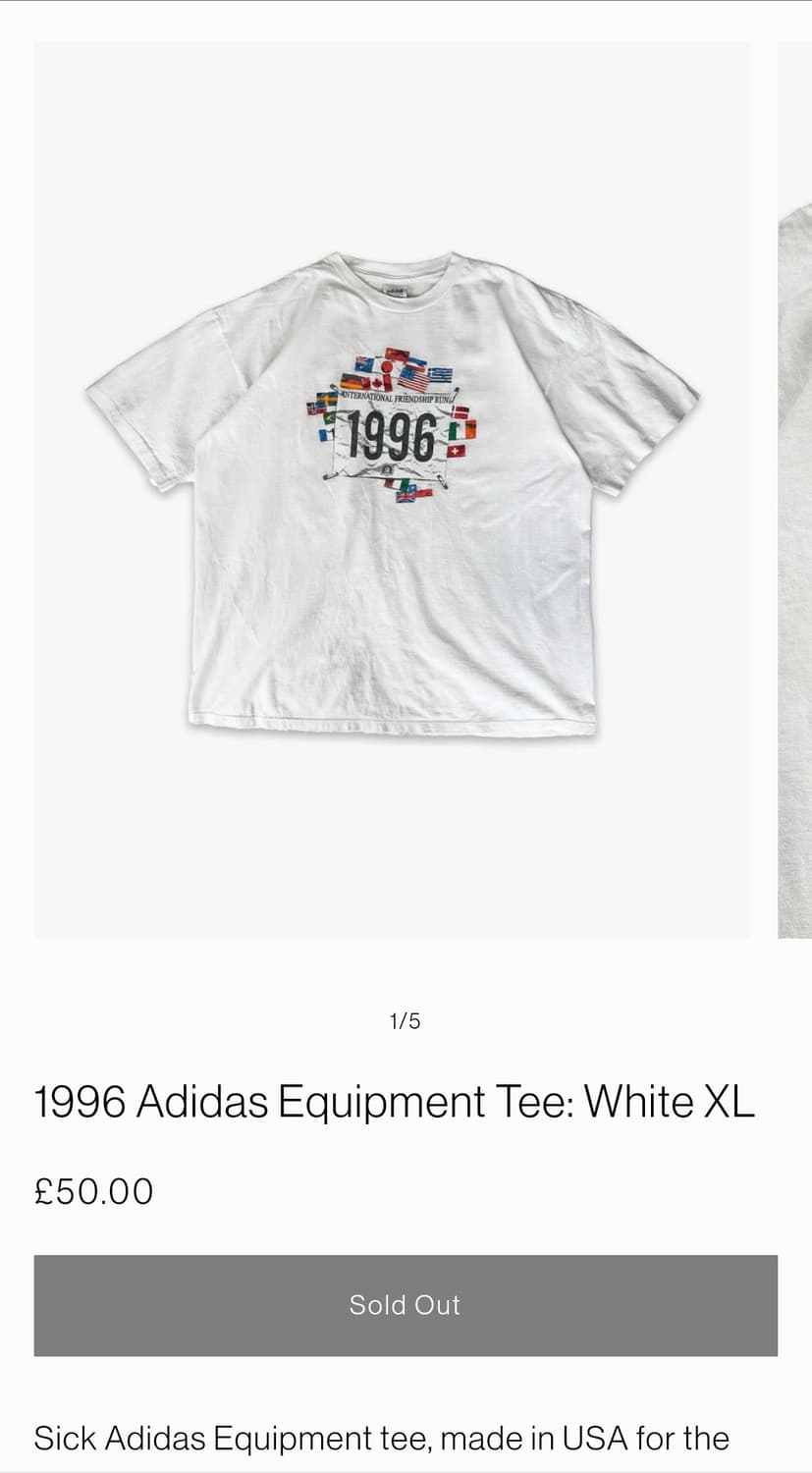 (희귀)90's 아디다스 이큅먼트 1996 빈티지 반팔 티셔츠 XL 상품이미지4