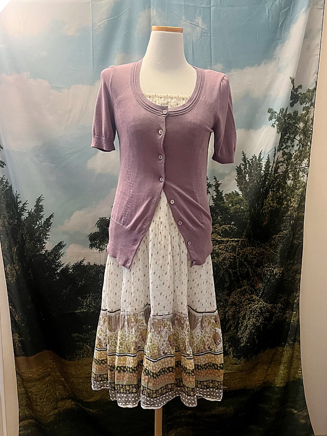 Slim fit round lavender cardigan, fine f 상품이미지1