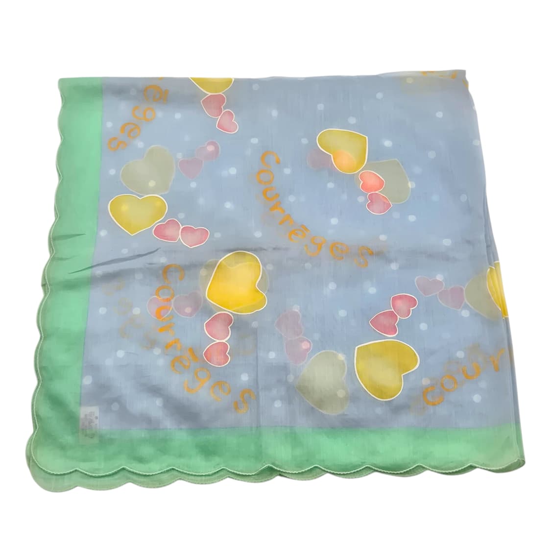 90s 꾸레쥬 하트 물방울 꽃잎 스카프 패브릭 상품이미지4