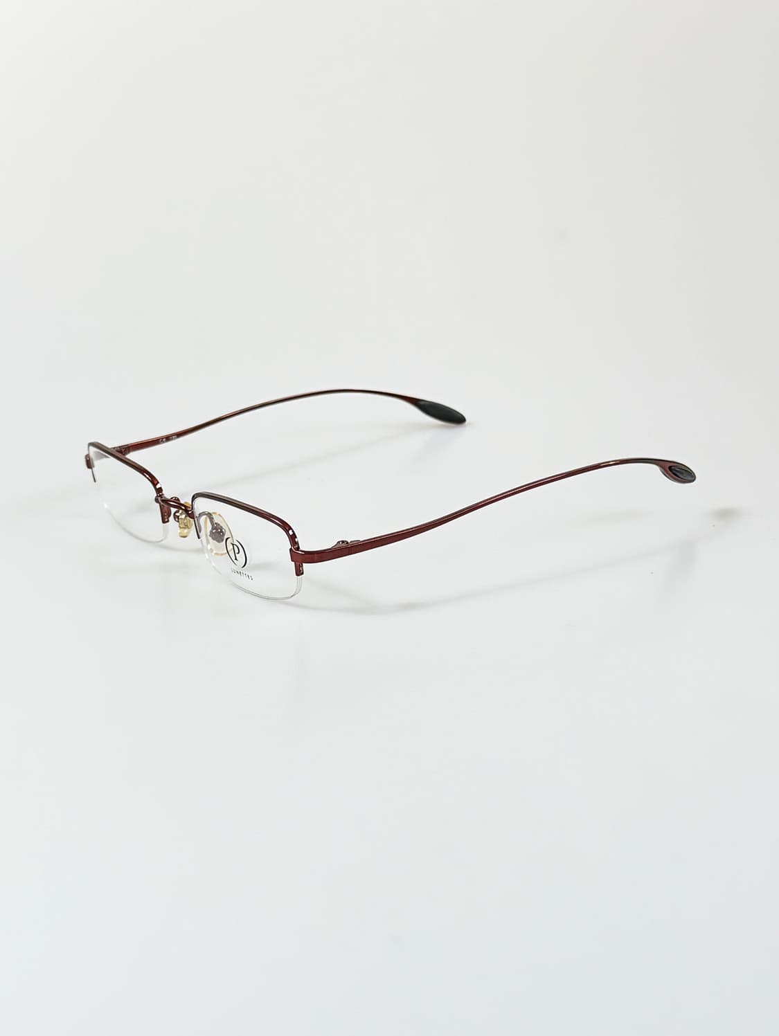 90s P LUNETTES 브라운 반무테 스퀘어 메탈 빈티지 안경 상품이미지3