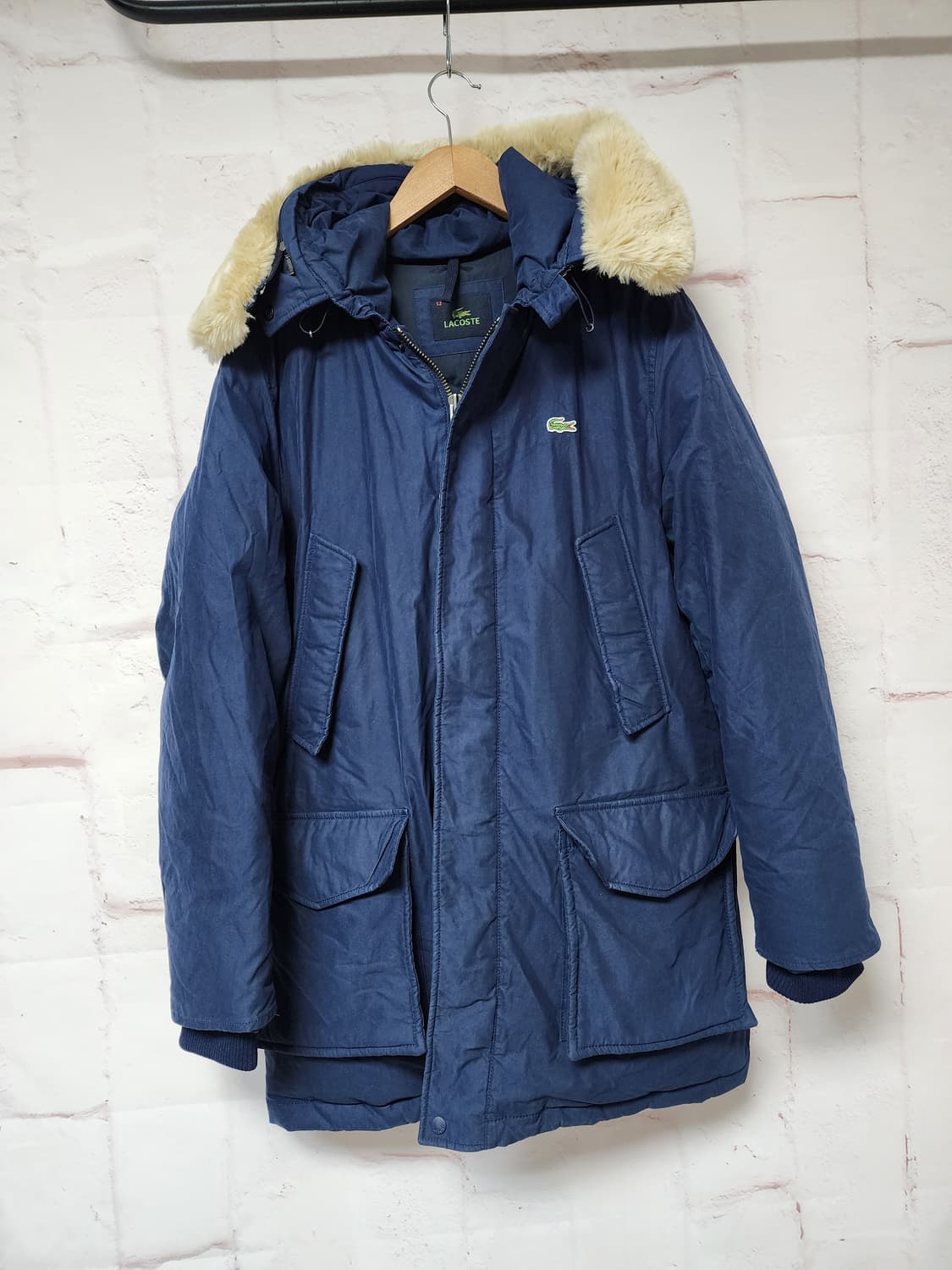 라코스테 네이비 후드 퍼 패딩 점퍼 상품이미지1