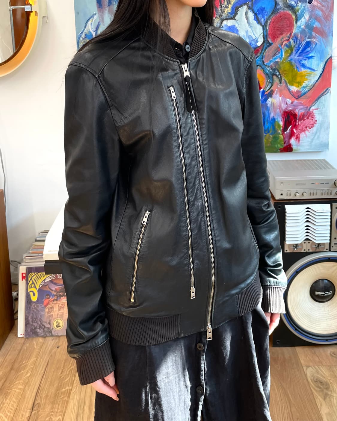 [S] 올세인츠 레더 블루종 자켓 상품이미지2